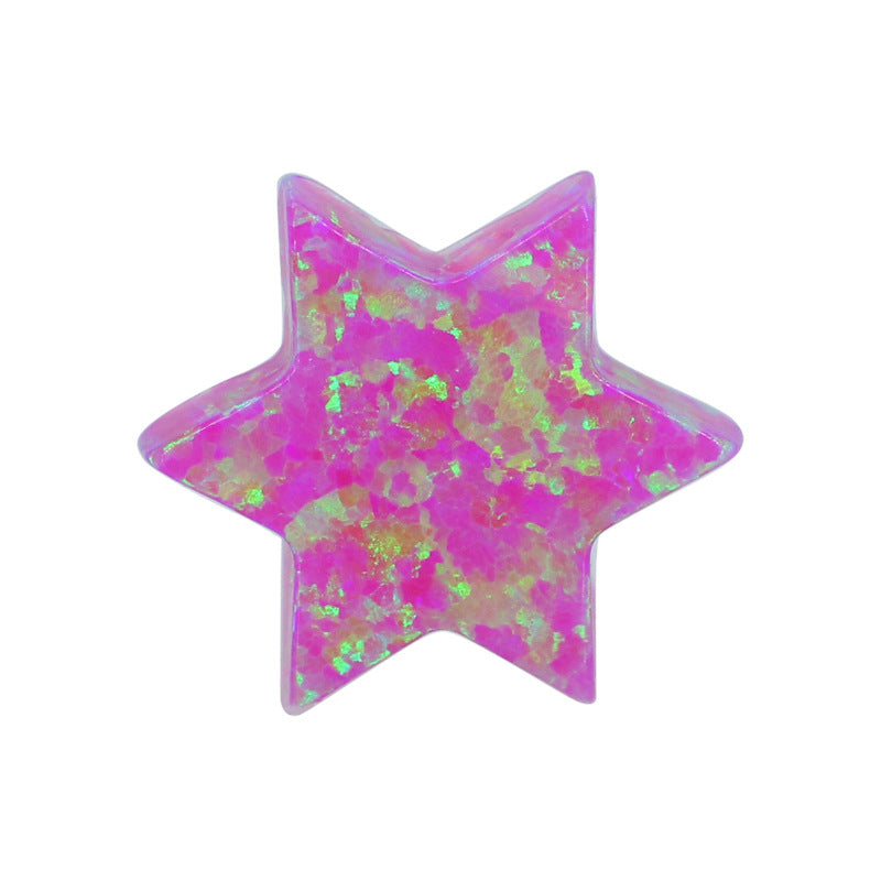 合成澳宝欧泊石OPAL六角星 素面平底裸石戒面项链OP09