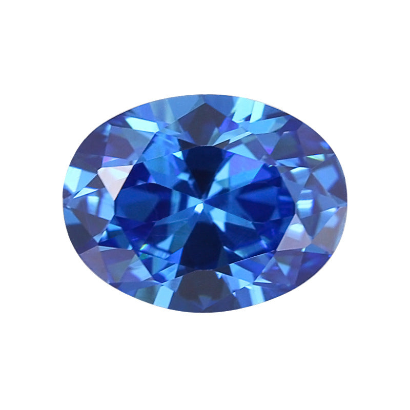 蛋形浅兰锆裸石批发 椭圆形浅宝蓝锆人造蓝宝石彩色皓石
