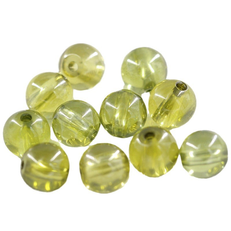 全孔圆珠子橄榄绿彩色锆石裸石 圆形串珠项链耳钉打孔石