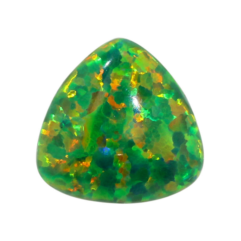 合成澳宝欧泊石裸石 肥三角戒面绿色人造OPAL蛋白石OP21