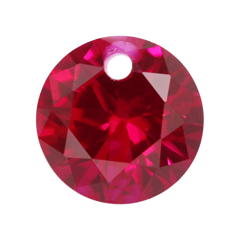 单孔圆形5#红刚玉裸石戒面 人造合成红宝石5号红Ruby