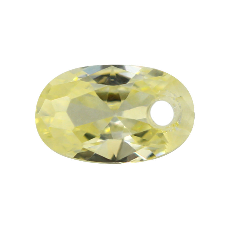 蛋形单孔鹅黄色锆石裸石戒面钻 梧州宝石批发 串珠DIY