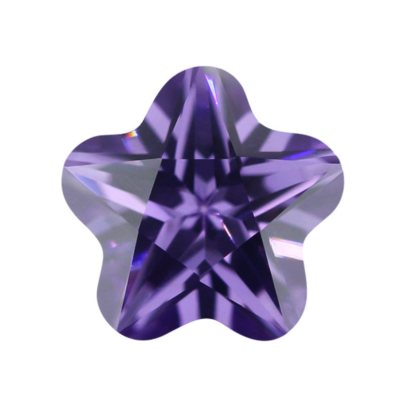 紫红色五角形梅花锆石 人造CZ皓石戒指戒面饰品配件裸石