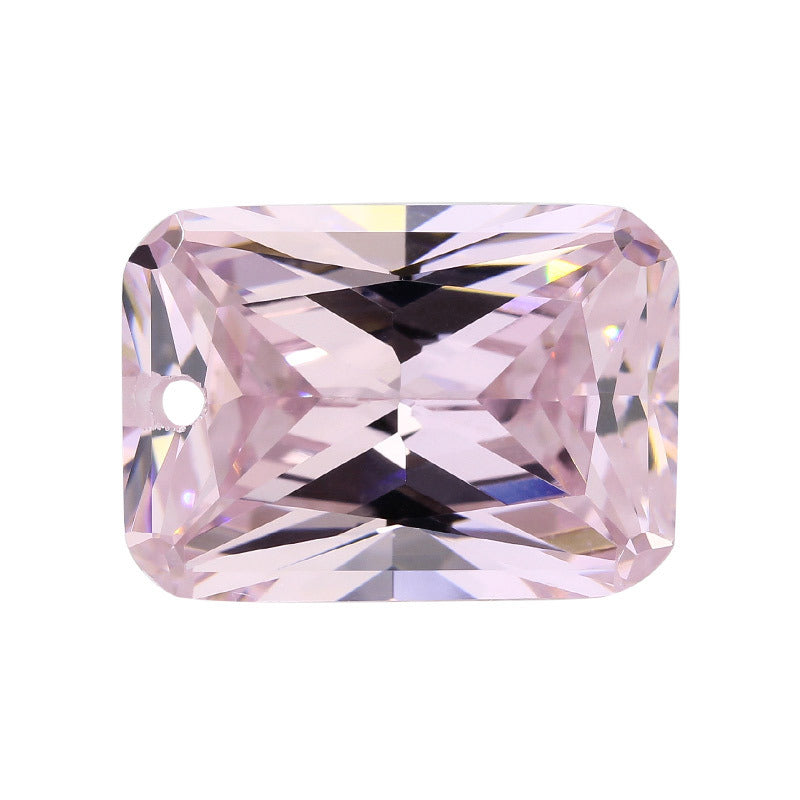 单孔浅粉红色长方形倒角锆石批发 小八角彩色宝石人造裸