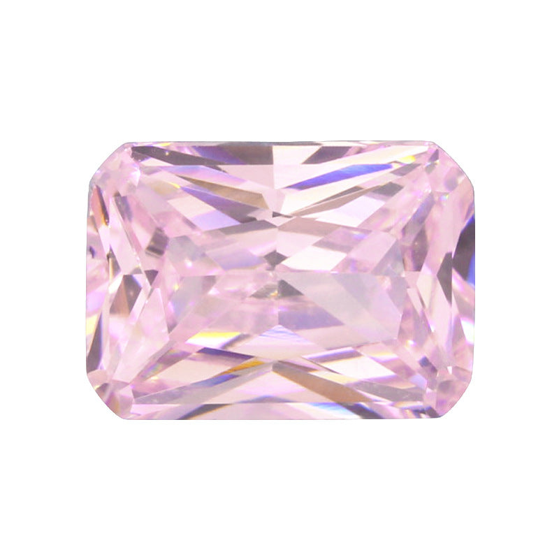 5A长方形倒角浅粉色锆石裸石批发 合成立方氧化锆戒面