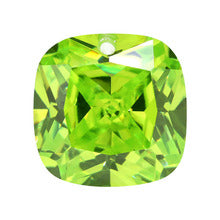 单孔肥正方形苹果绿色锆石裸石批发 枕形皓石戒面人造CZ