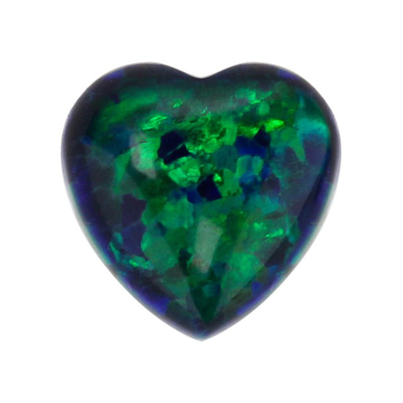 心形平底合成澳宝欧泊石裸石 人造蓝绿色OPAL蛋白石OP19