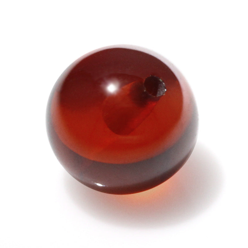 半孔石榴红锆圆珠锆石珠子裸石 打孔CZ光珠饰品DIY批发