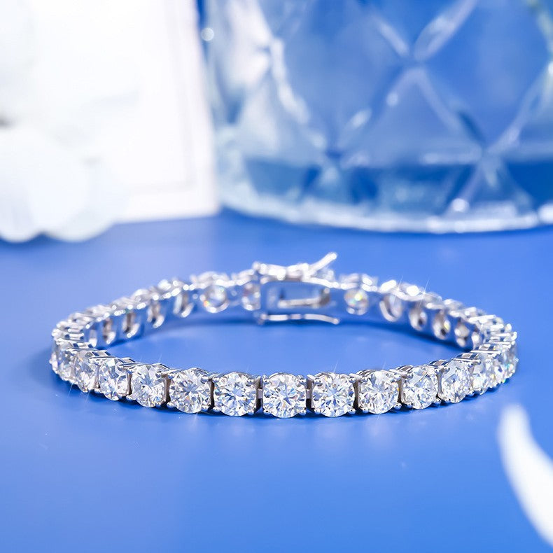 3mm莫桑石手链女生经典四爪满镶网球链跨境男手饰源头厂家代发