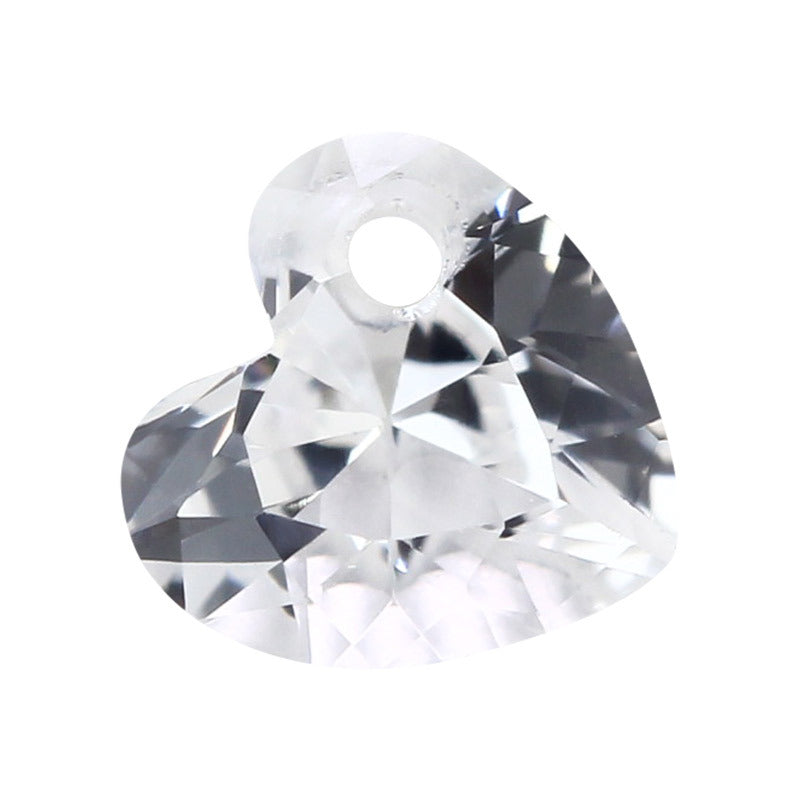 右边单孔心形白刚玉裸石批发 人造合成宝石无色白蓝宝