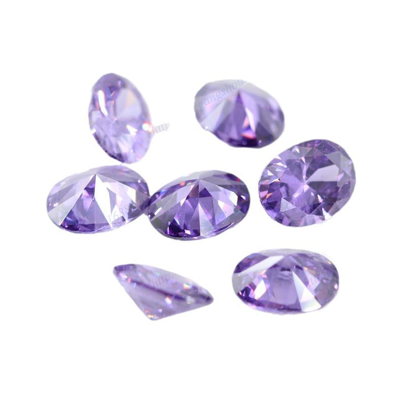 蛋形紫红色锆石裸石 紫色椭圆形皓石人造CZ宝石批发AAA