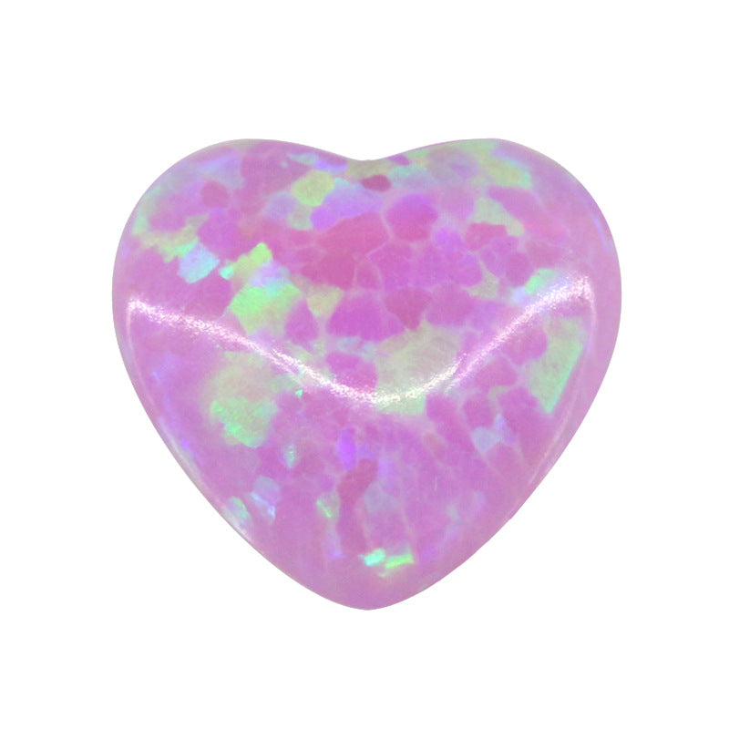 桃心形合成澳宝欧泊石裸石 人造OPAL蛋白石心形戒面OP10
