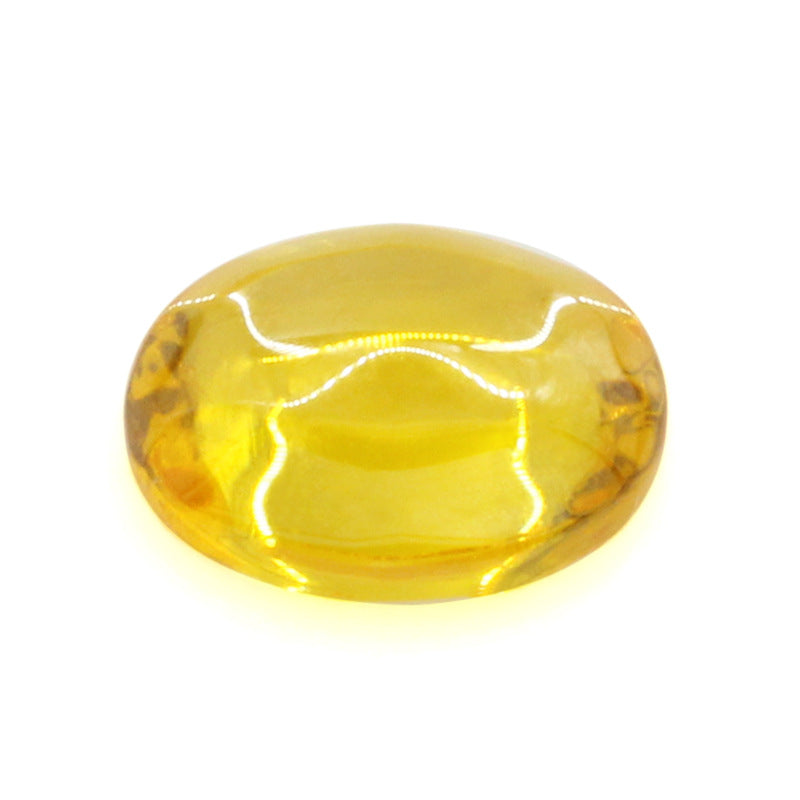 蛋形平底素面金黄锆石裸石 椭圆形锆弧面合成仿钻裸石