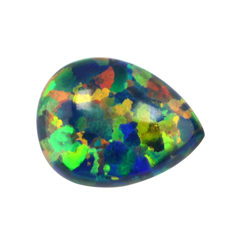 OPAL梨形合成欧泊石裸石戒面 人造澳宝水滴形平底钻OP35