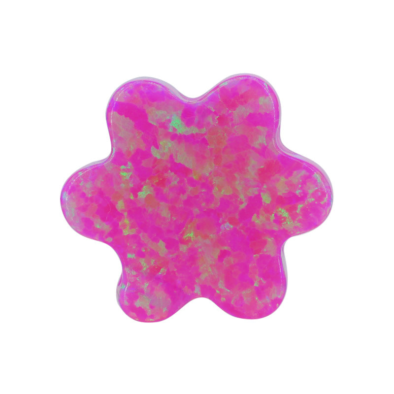 合成澳宝欧泊石OPAL 梅花单孔耳钉时尚素面戒面项链OPO9