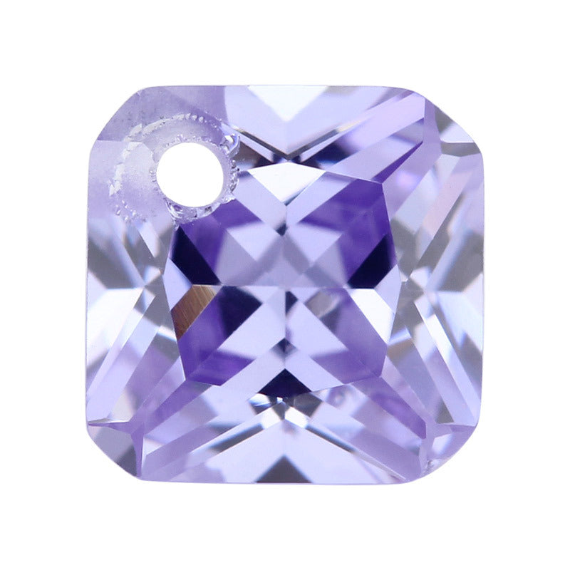 边角单孔正方倒角变蓝色锆石裸石 打孔人造宝石耳饰吊坠