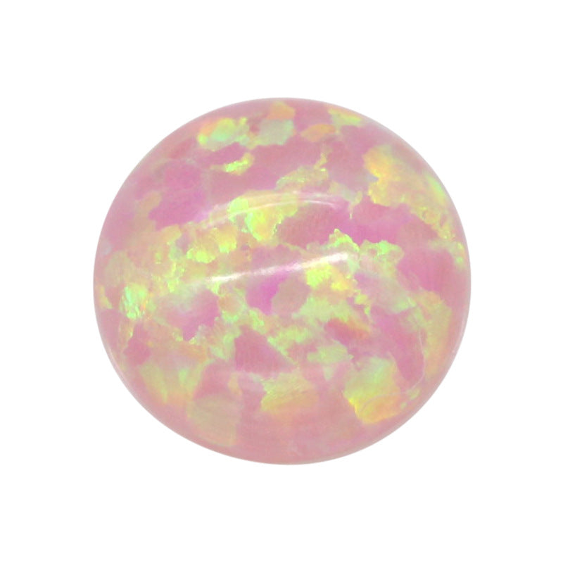 圆形平底人造合成OPAL仿欧泊石裸石 澳宝欧珀OP08浅粉色