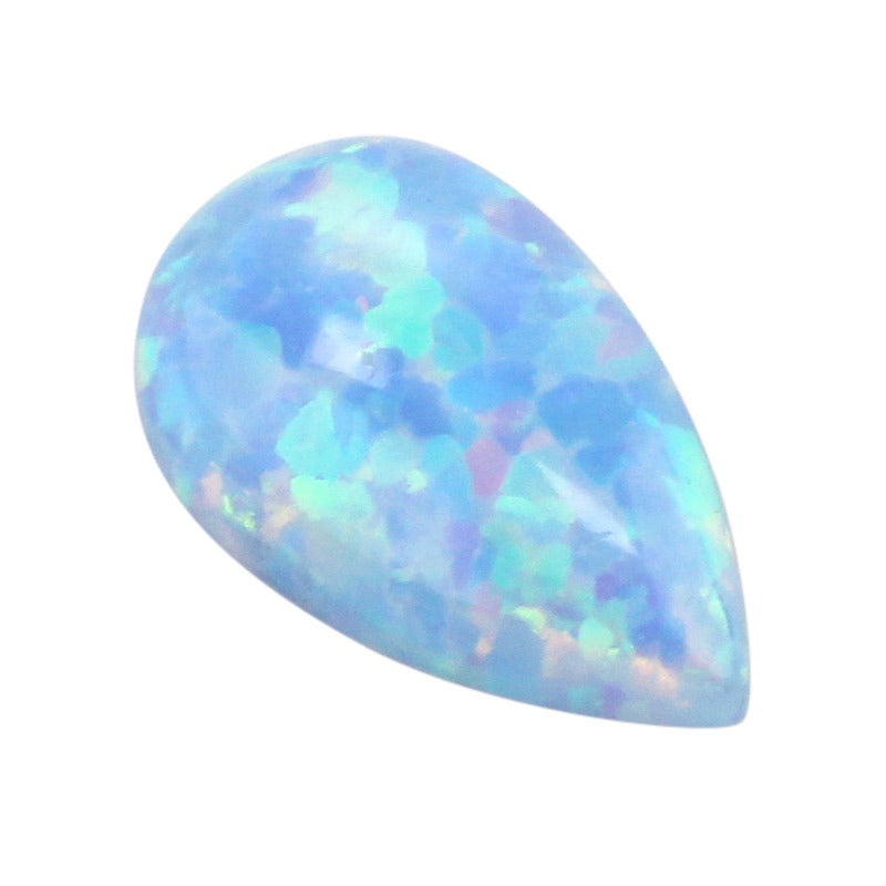梨形合成欧泊石OPAL裸石 人造澳宝浅蓝水滴形平底钻OP26