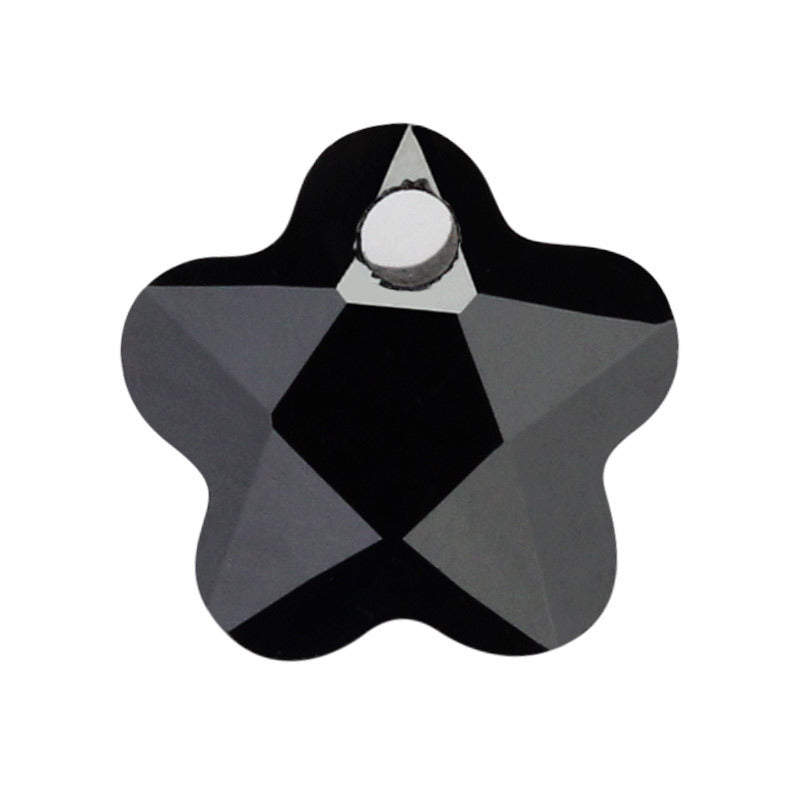 单孔五角梅花形黑锆石裸石 人造皓石CZ仿钻饰品批发DIY