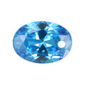 单孔蛋形海蓝色锆石裸石 椭圆形带孔海兰色锆石合成宝石
