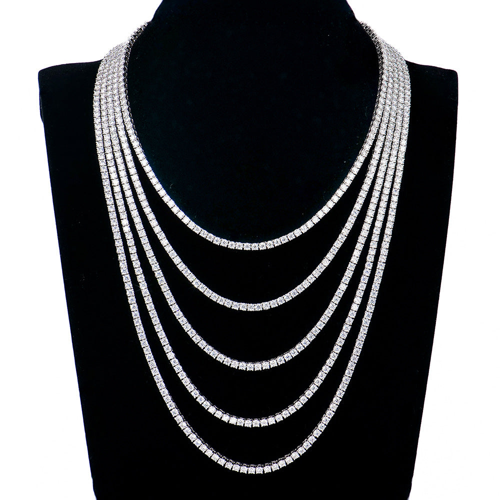 新款3mm银网球项链女款莫桑石网球链简约高级感首饰项饰品女