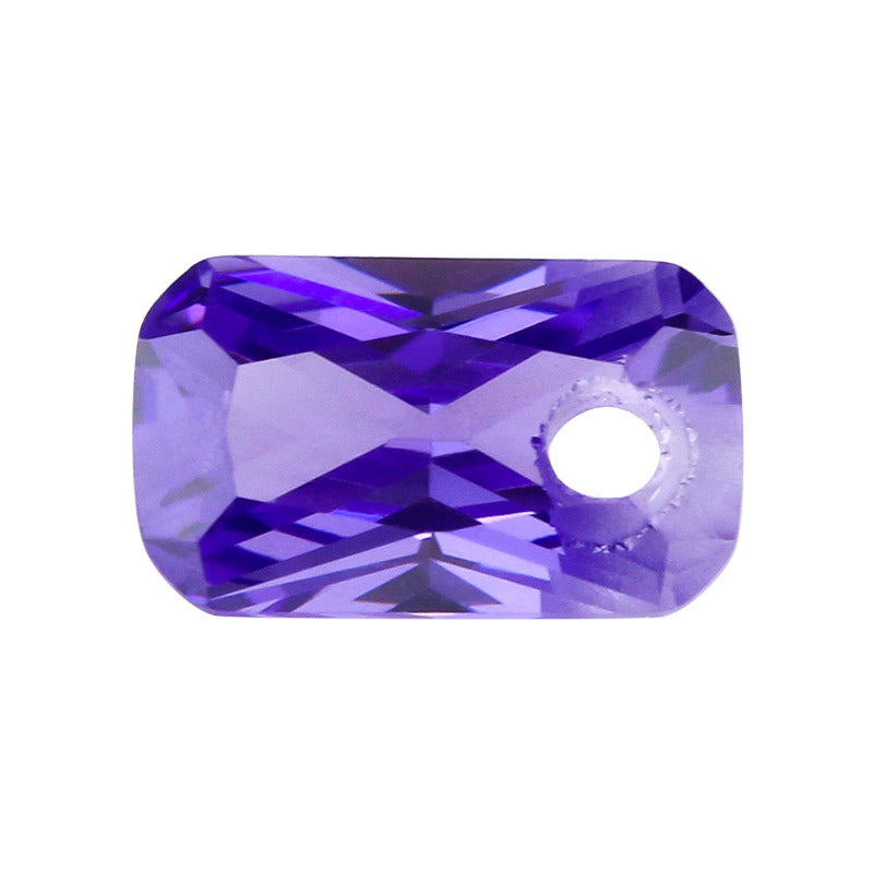 短边中间孔长方倒角车花紫蓝锆石 带孔小八角人造紫兰锆