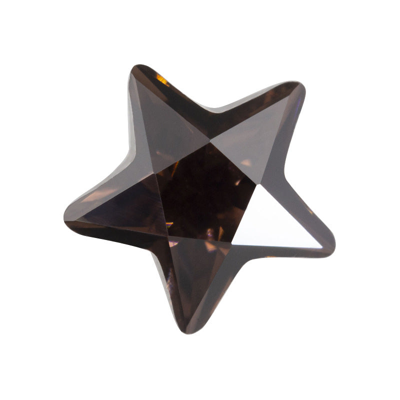 五角星咖啡色锆石裸石 星形咖色人造cz宝石皓石批发AAA