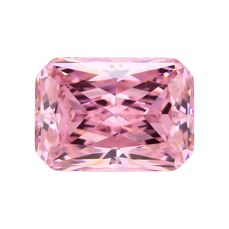 9A长方倒角粉红色锆石裸石批发 合成立方氧化锆戒面首饰
