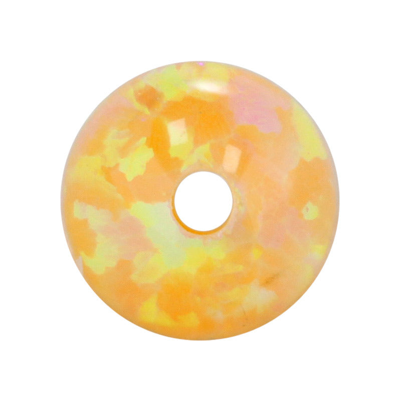 全孔球形OPAL仿欧泊石宝石裸石 人造圆珠子澳宝黄色#53