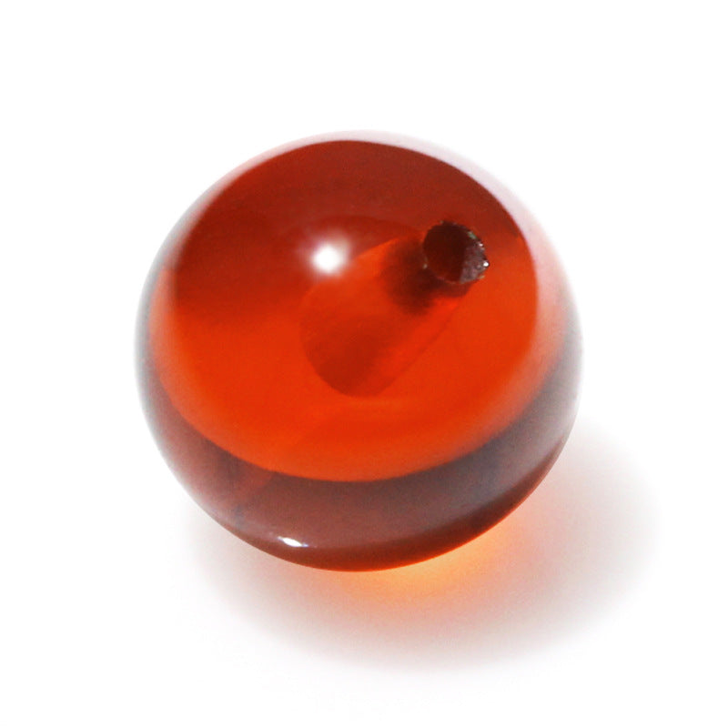 桔红锆圆珠半孔锆石珠子裸石 打孔CZ光珠饰品DIY批发