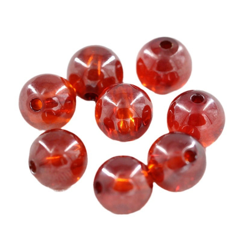 全孔圆形石榴红色珠子锆石裸石 打孔CZ光珠串珠DIY批发