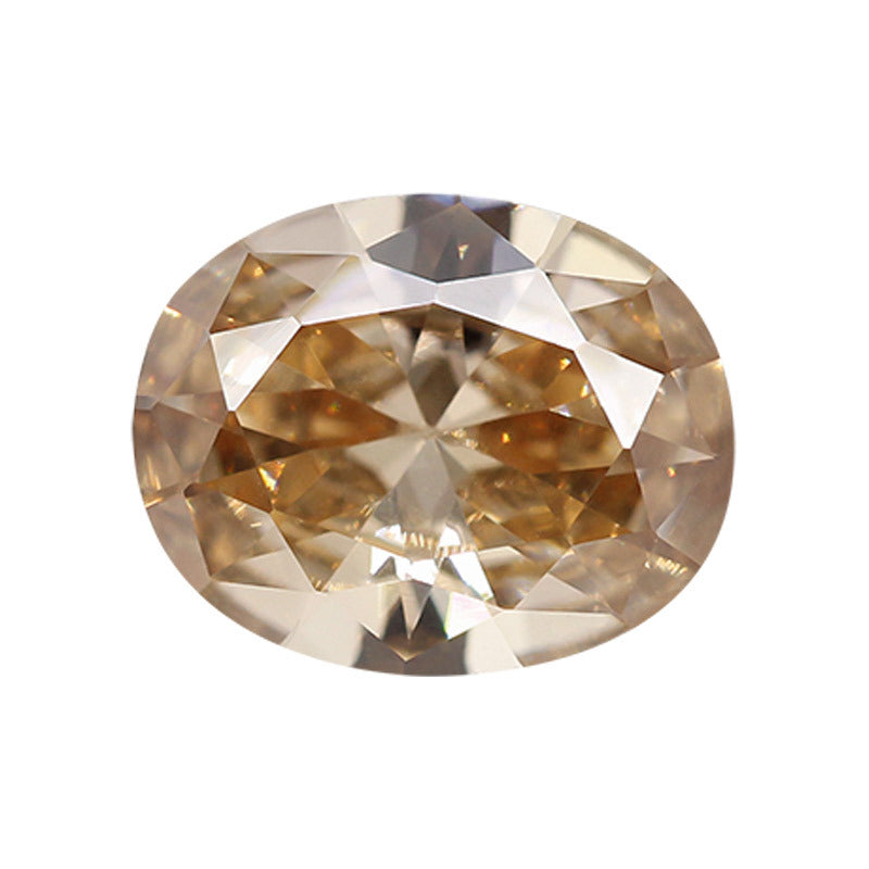 镀金黄底蛋形香槟色锆石裸石批发 椭圆形人造CZ美甲皓石