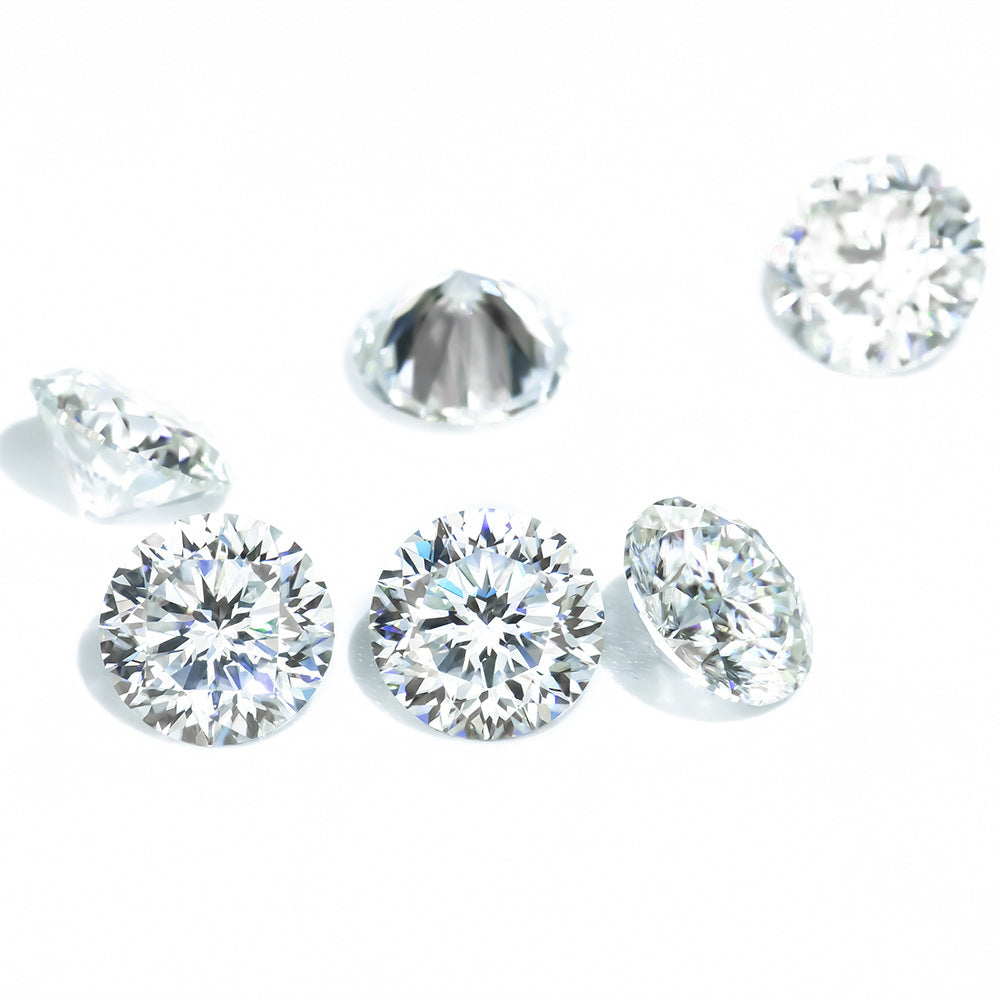 1克拉圆形莫桑石DEF色梅花切首饰戒指祼钻主石配GRA腰码