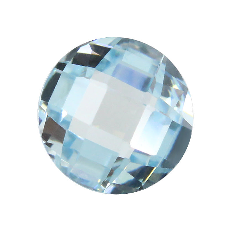 圆形浅海蓝色双龟面锆石裸石 格子面浅海兰色立方氧化锆