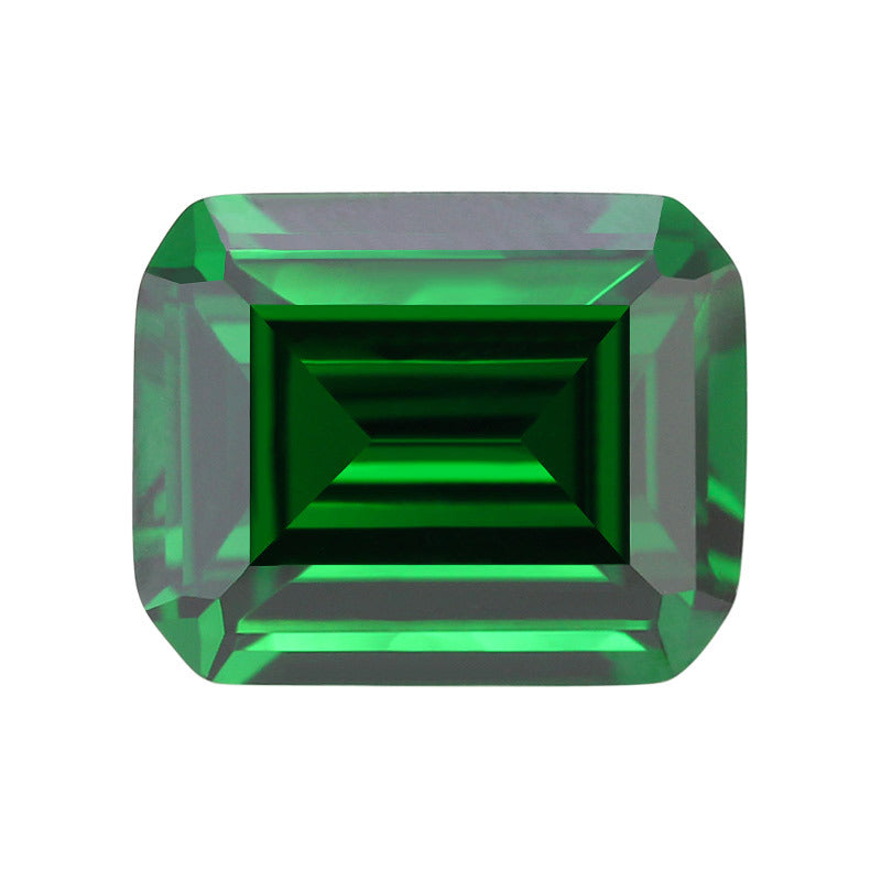 长方倒角车平绿锆裸石戒面锆石 祖母绿切割绿色CZ皓石