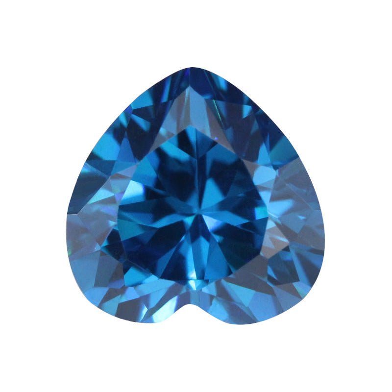 心形深海兰锆石裸石戒面批发 桃心形深海蓝人造皓石宝石