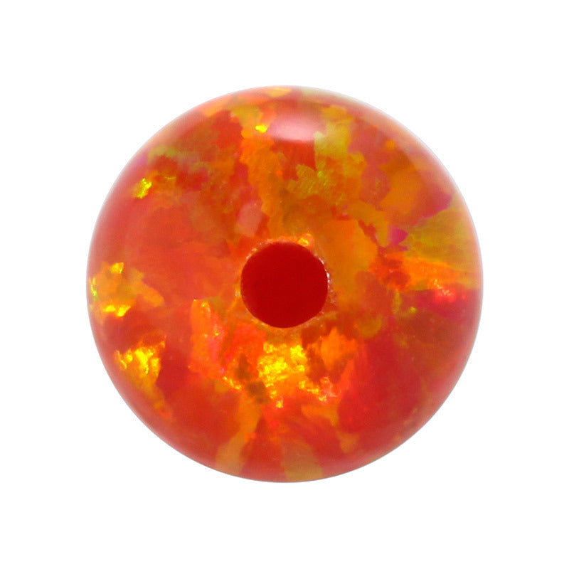 半孔球形OPAL仿欧泊石裸石 人造合成圆珠橙澳宝珠子OP31