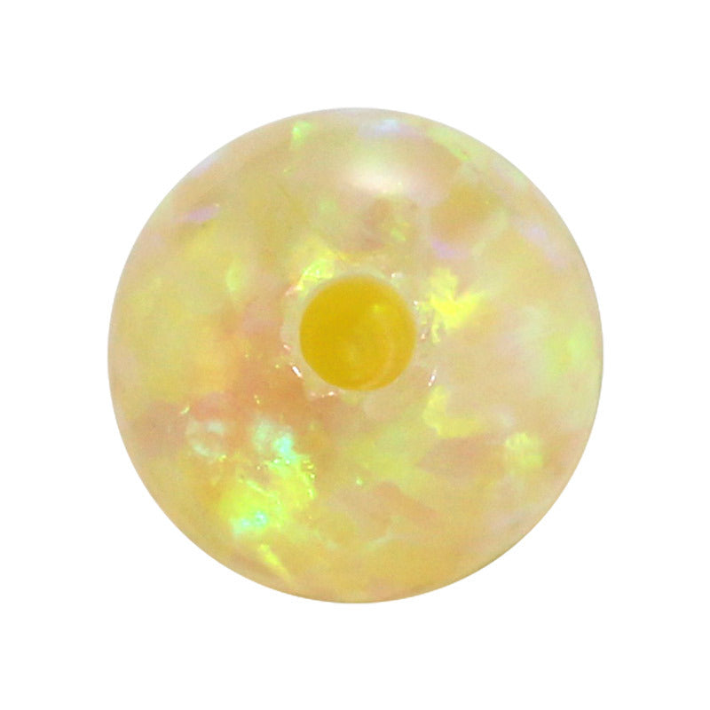 半孔球形OPAL仿欧泊石裸石 人造浅黄圆珠澳宝珠子OP04