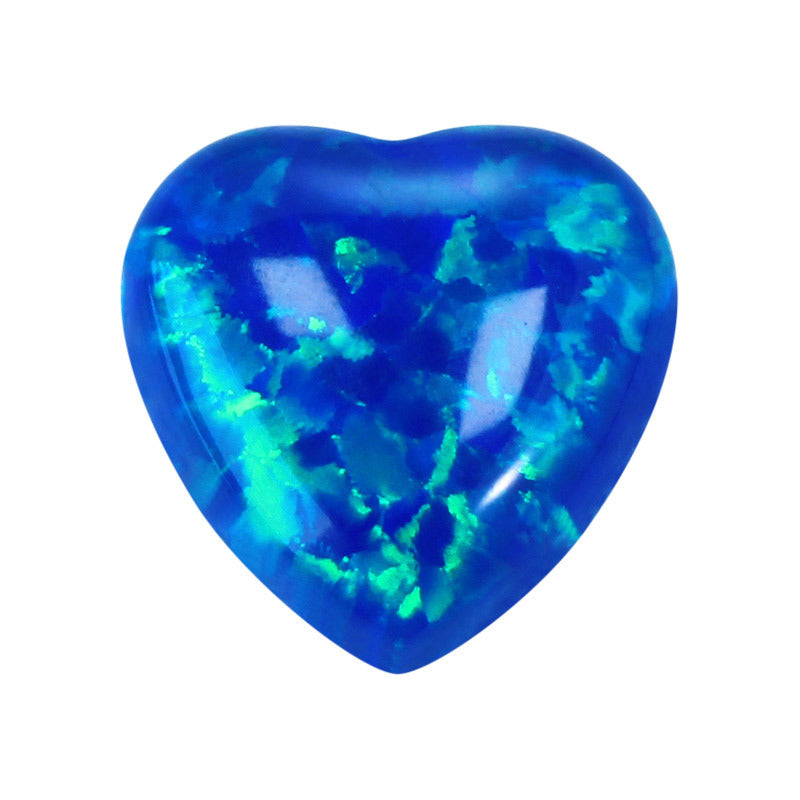 桃心形合成澳宝欧泊石裸石 人造OPAL蓝色蛋白石戒面#5G2