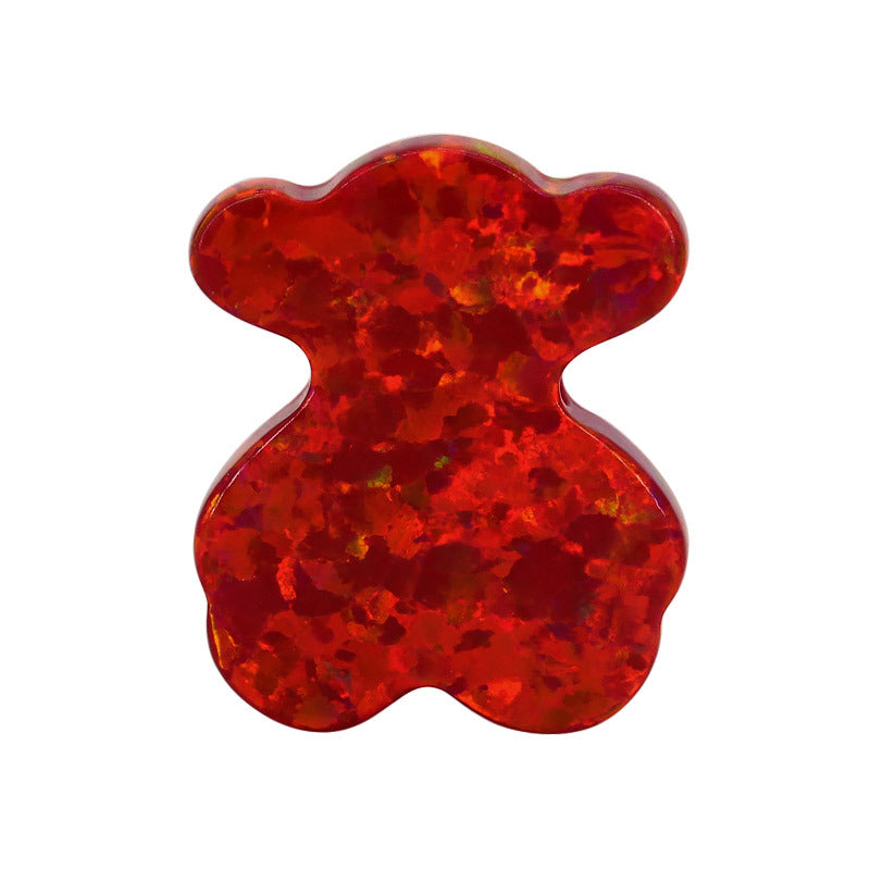 合成澳宝欧泊石OPAL 个性小熊耳钉红色素面戒面项链OP45