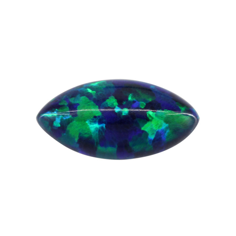马眼形合成欧泊石裸石戒面 人造OPAL火彩澳宝平底钻OP19