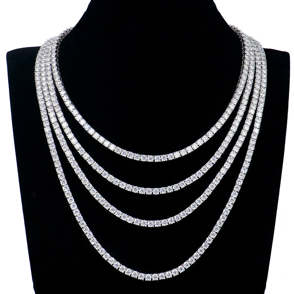 新款4mm莫桑石项链女款网球链简约高级感首饰项饰品女