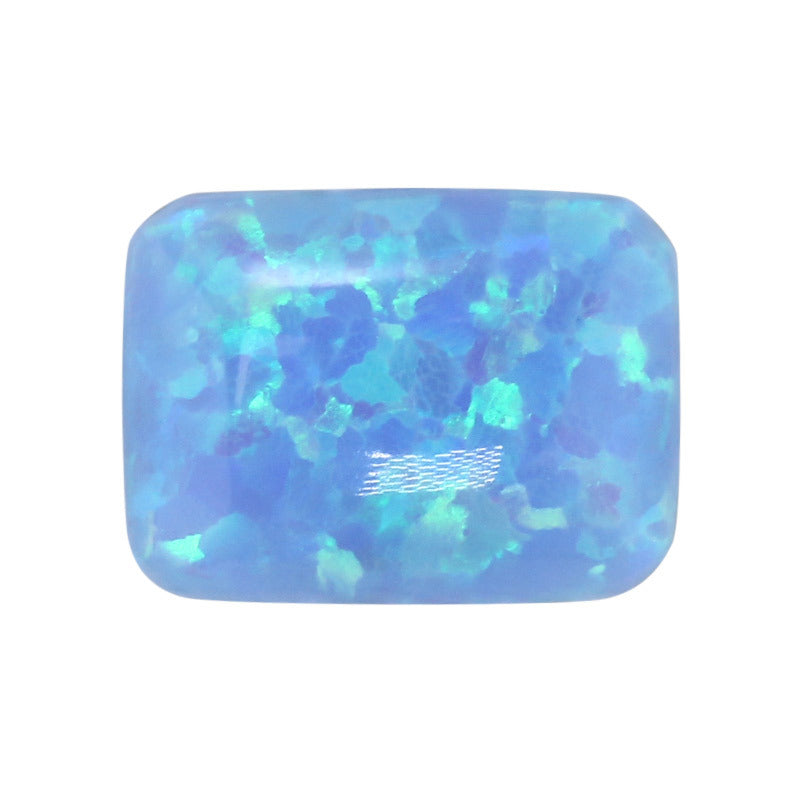 长方倒角平底素面蓝色合成澳宝OPAL裸石 人造欧泊石OP06