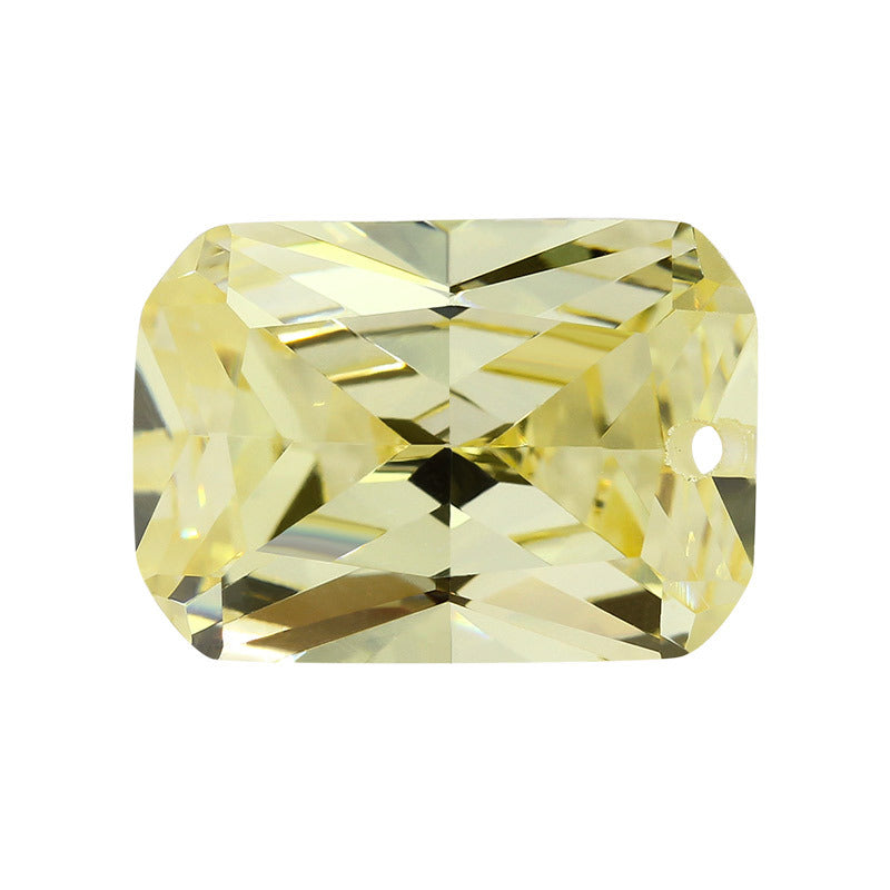 短边中间孔鹅黄色长方形倒角锆石裸石批发 项链吊坠DIY