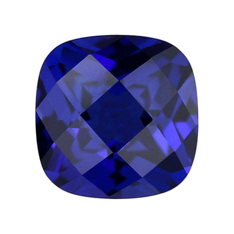 肥正方34#蓝刚玉龟面尖底肥方枕形格子面合成蓝宝石裸石