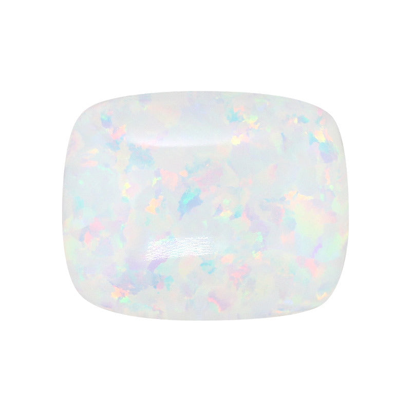 人造欧泊石肥长方平底光面 白色合成蛋白石满彩裸石OP17