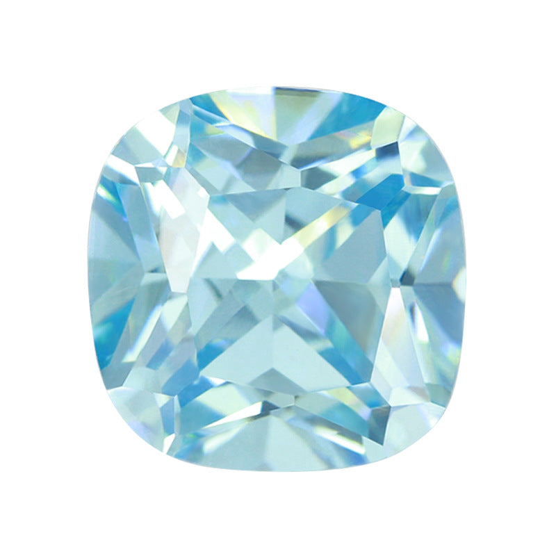 肥正方浅海蓝色锆石裸石批发 枕形尖底戒面浅海兰锆宝石