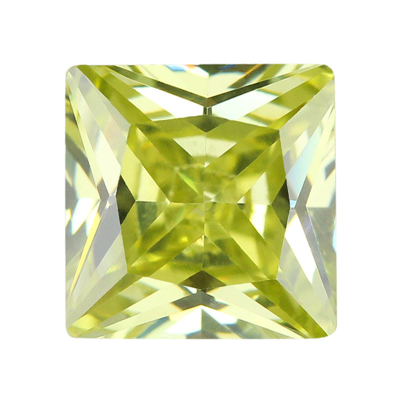 正方形直角石橄榄黄锆石 公主方车花彩色CZ宝石裸石批发