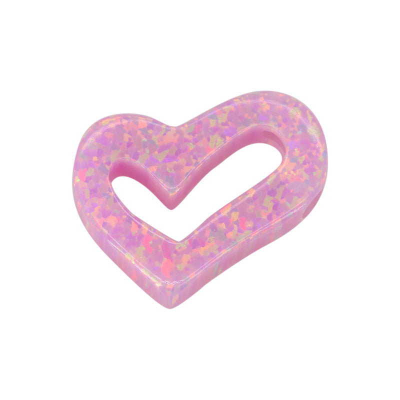 合成澳宝欧泊石OPAL粉色 不规则心形素面戒面项链#10B