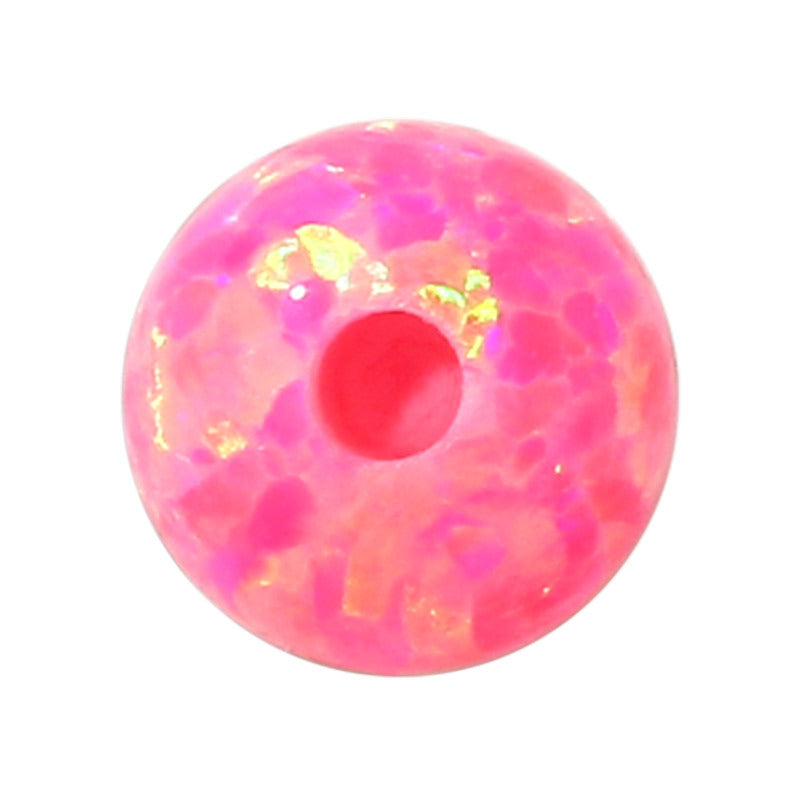 半孔球形OPAL仿欧泊石宝石裸石 粉红色合成澳宝珠子OP42